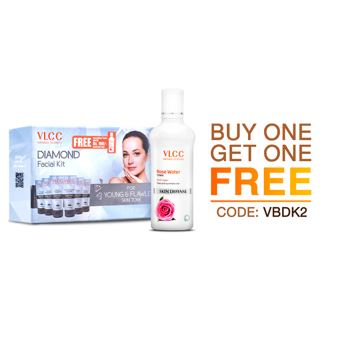 VLCC Diamond Facial Kit + FREE Rose Water Toner - Unveiling Timeless Beauty