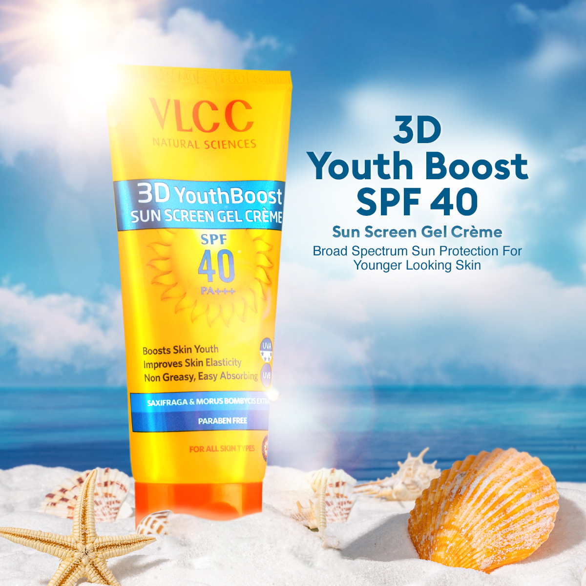 Vlcc 3D Youthboost Spf 40 Pa+++ Sun Screen Gel Creme (100 G).