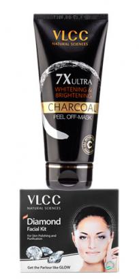 7X Ultra Whitening and Brightening Charcoal Peel Off Mask & Diamond Facial Kit