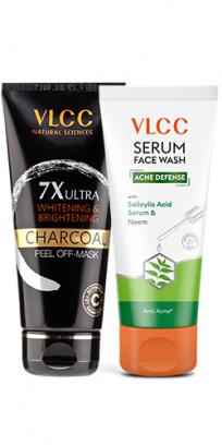 Charcoal Peel Off Mask 7X Ultra Whitening & Brightening & Acne Defense Serum Facewash