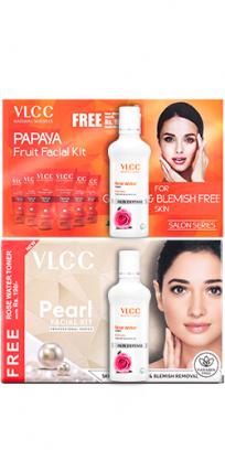 Papaya Fruit & Pearl Facial Kit with Free Rose Water Toner