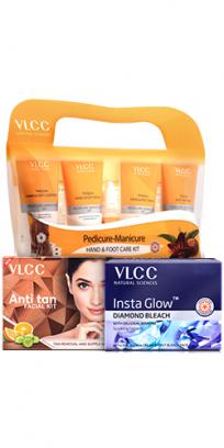 Salon At Home Combo - Anti Tan Facial Kit, Diamond Bleach & Manicure - Pedicure Kit