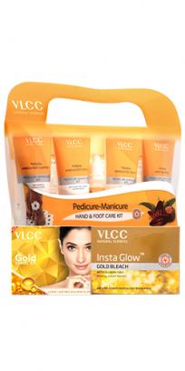 Salon At Home Combo - Gold Facial Kit, Gold Bleach, Manicure & Pedicure Kit