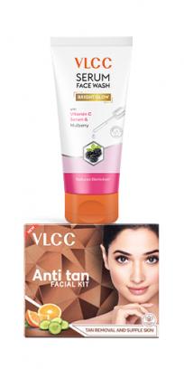 Anti Tan Facial Kit & Bright Glow Serum Facewash with Vitamin C & Mullberry Combo
