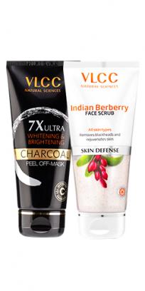 Charcoal Peel Off Mask 7X Ultra Whitening & Brightening & Indian Berberry Face Scrub