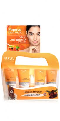 Salon At Home Combo - Papaya Fruit Facial Kit and Manicure - Pedicure Kit