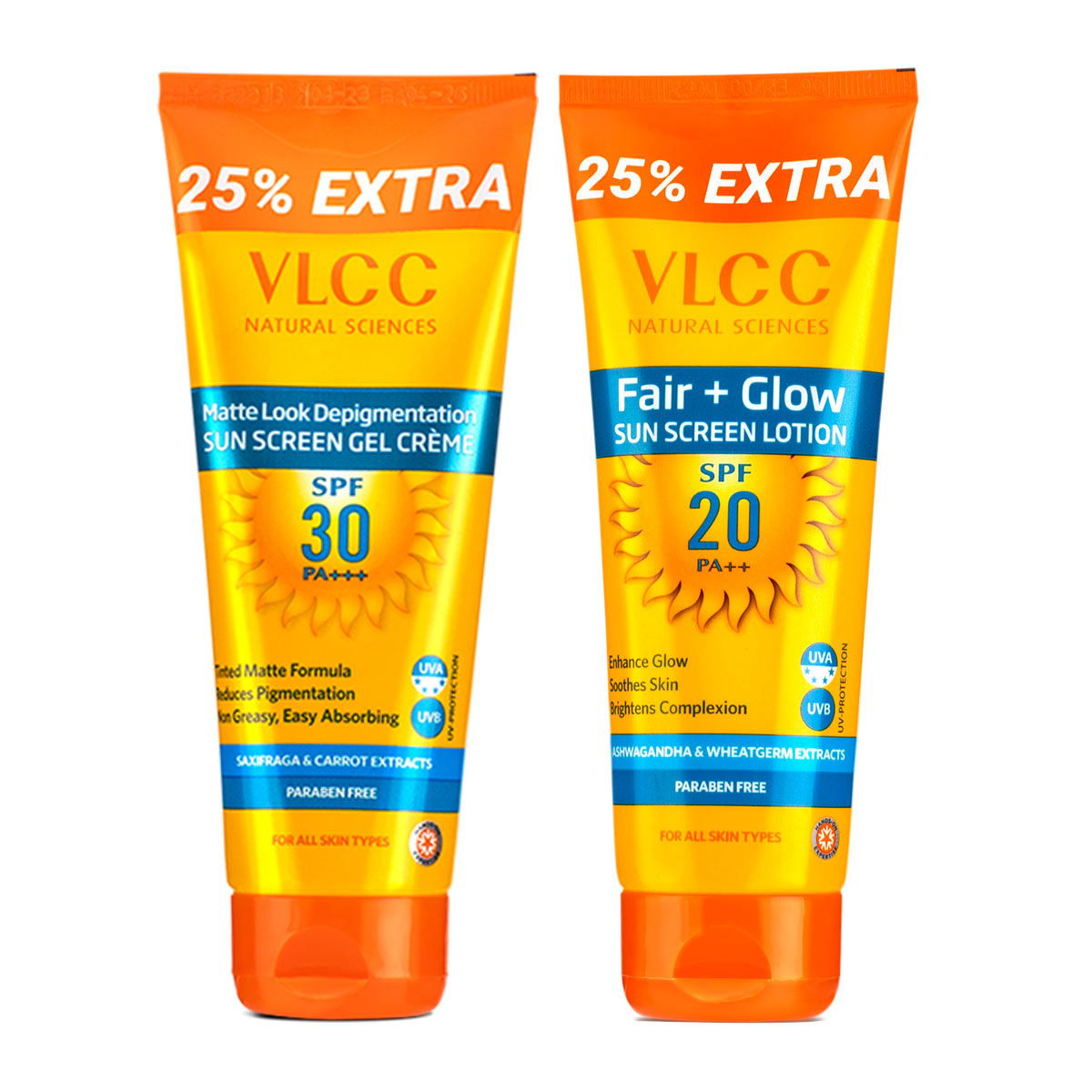 VLCC Matte Look SPF 30 PA++ Sunscreen & Fair+ Glow Sunscreen Lotion SPF20 PA++