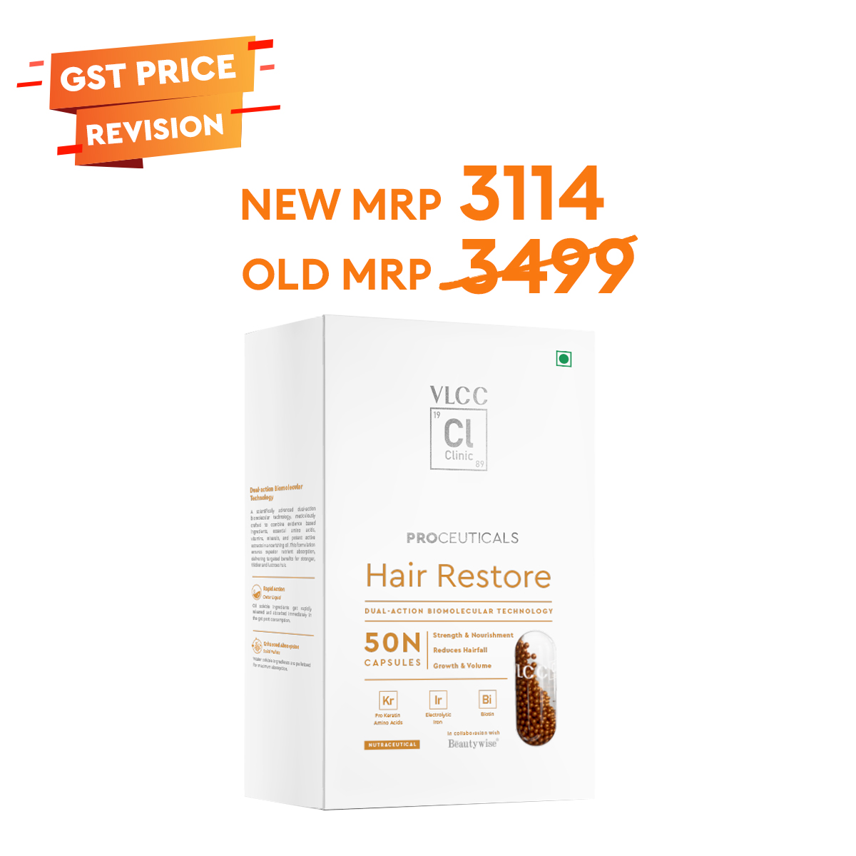 VLCC Clinic Proceuticals Hair Restore Capsules | Stronger, Healthier Hair